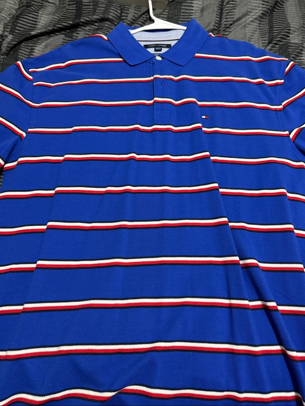 Tommy Hilfiger Blue Polo with Red and White Stripes